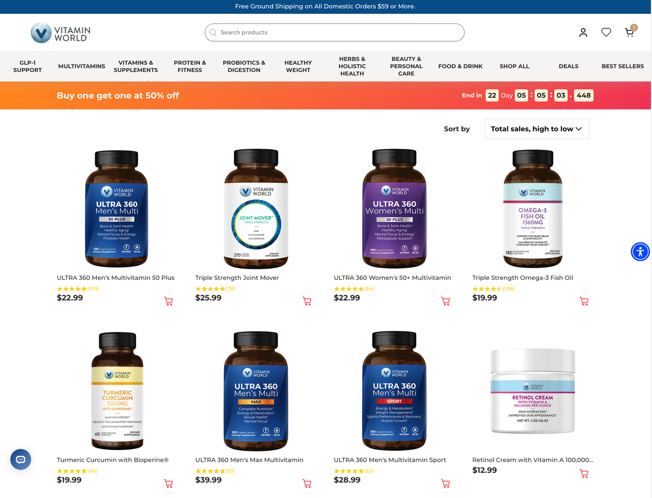 Vitamin World官网促销倒计时展示