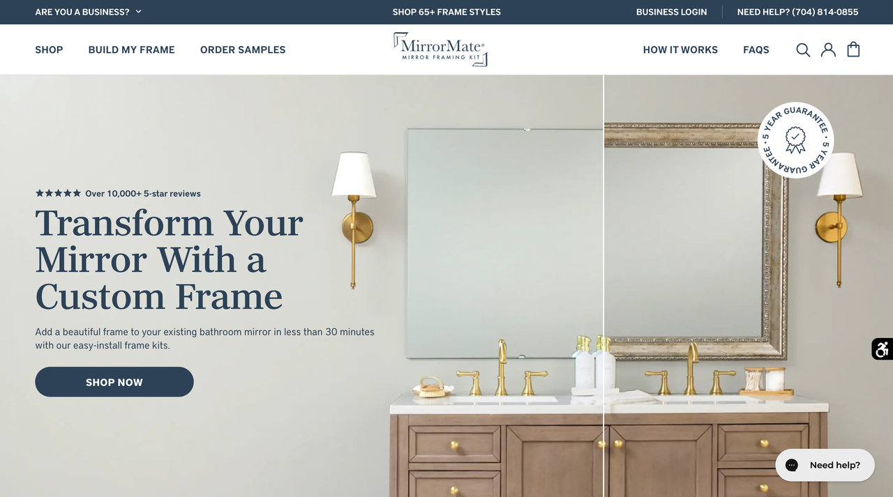 MirrorMate 浴室镜框套件