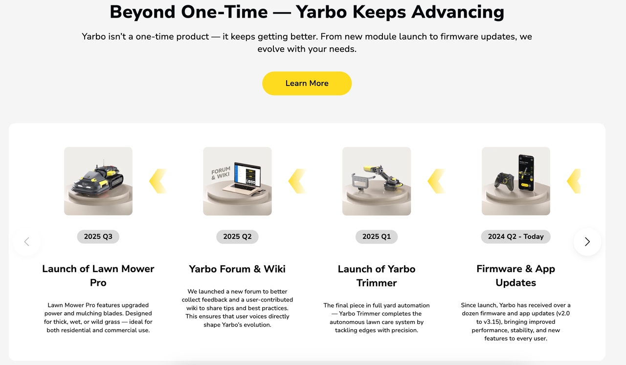 Yarbo “手艺更新”板块.png