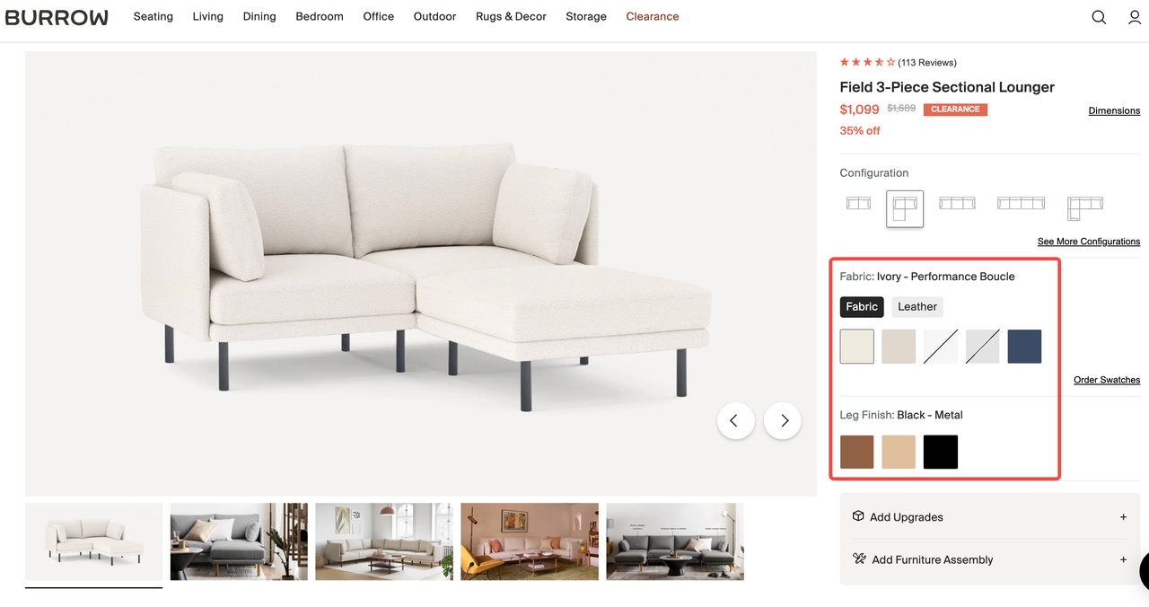 Burrow 商品详情页的定制模？？？？？