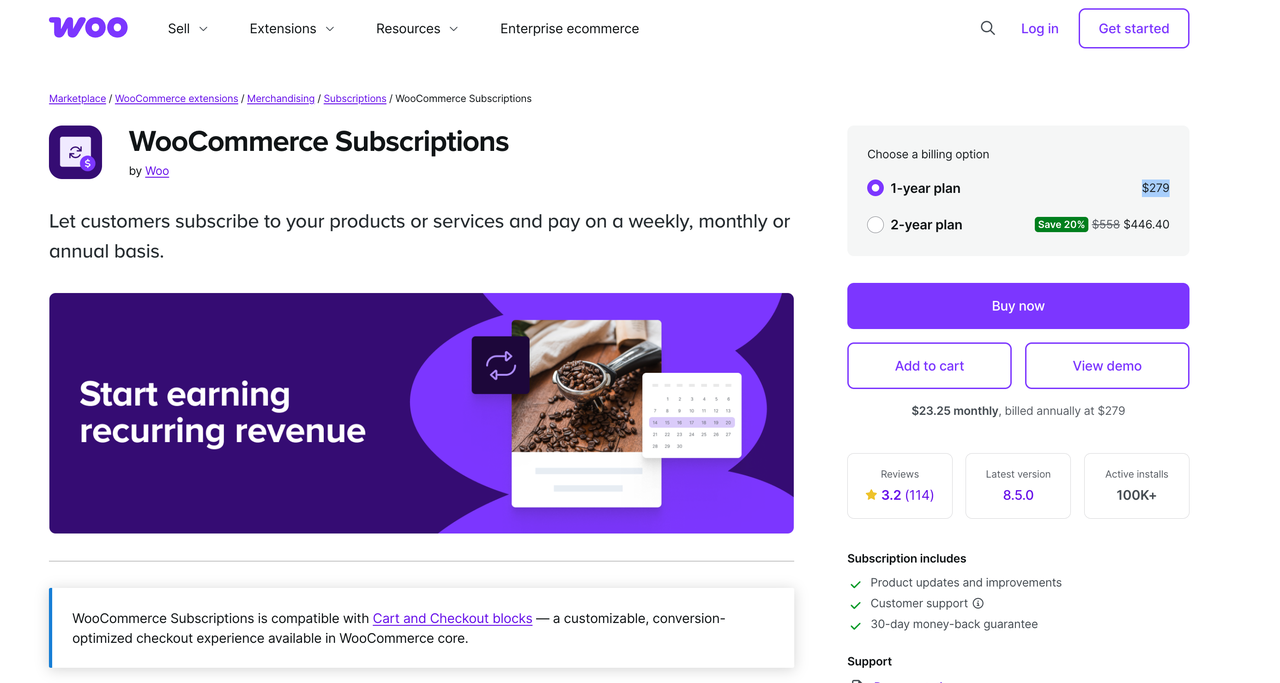 WooCommerce Subscriptions 用度
