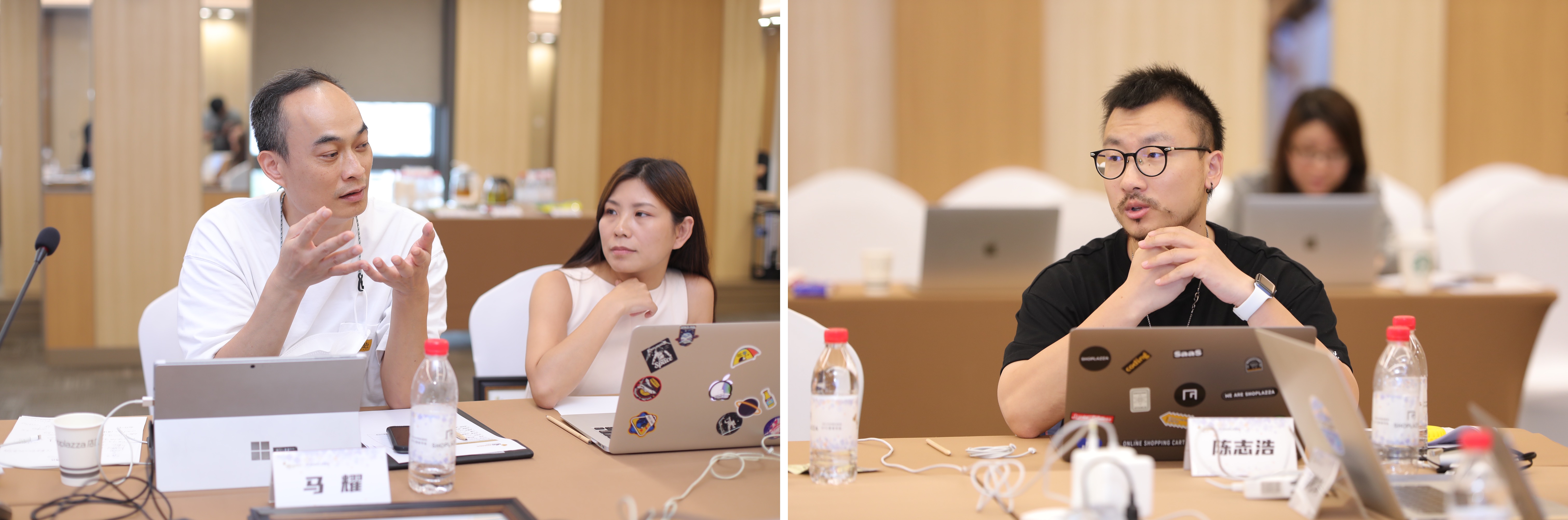 i2mago 原象 CEO 马耀、右：STAKE中国官方网站SHOPLAZZA 团结首创人陈志浩